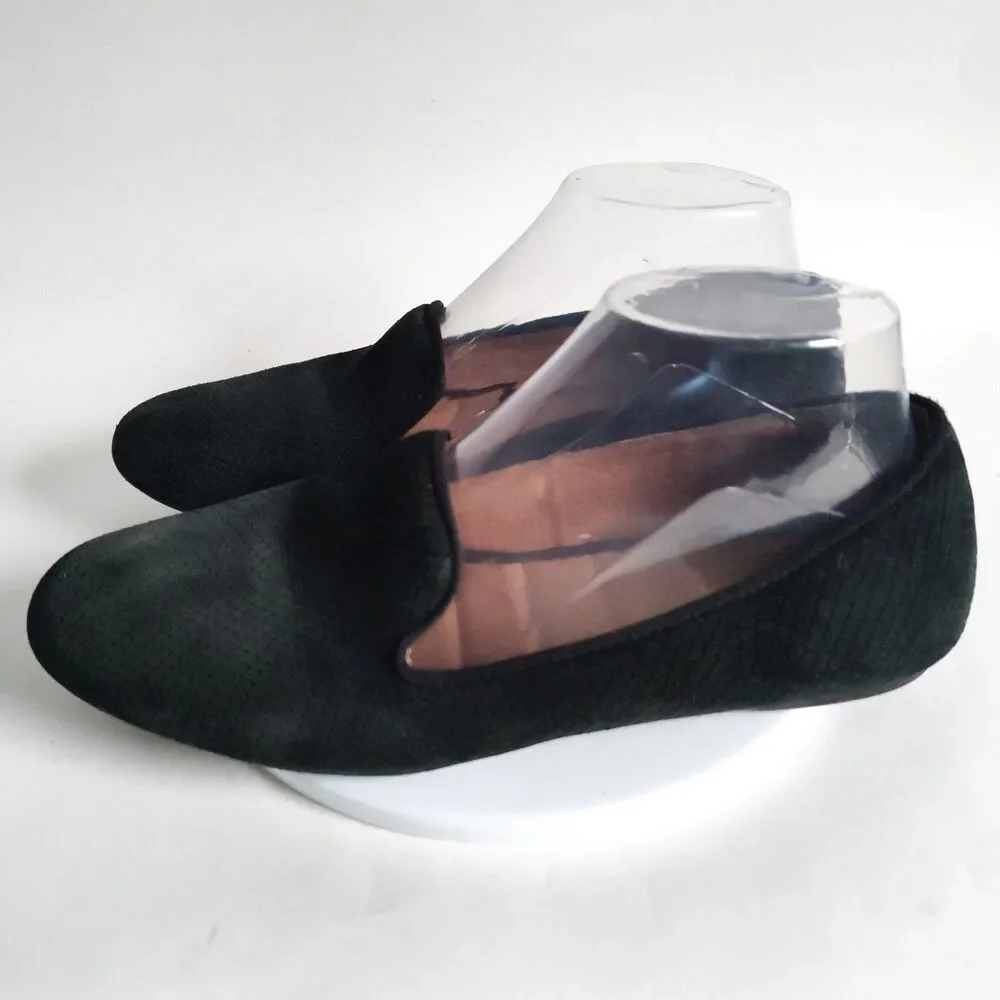 Kelly & Katie Black Leather Slip On Comfort Snakeskin Embossed Loafers Size‎ 9.5